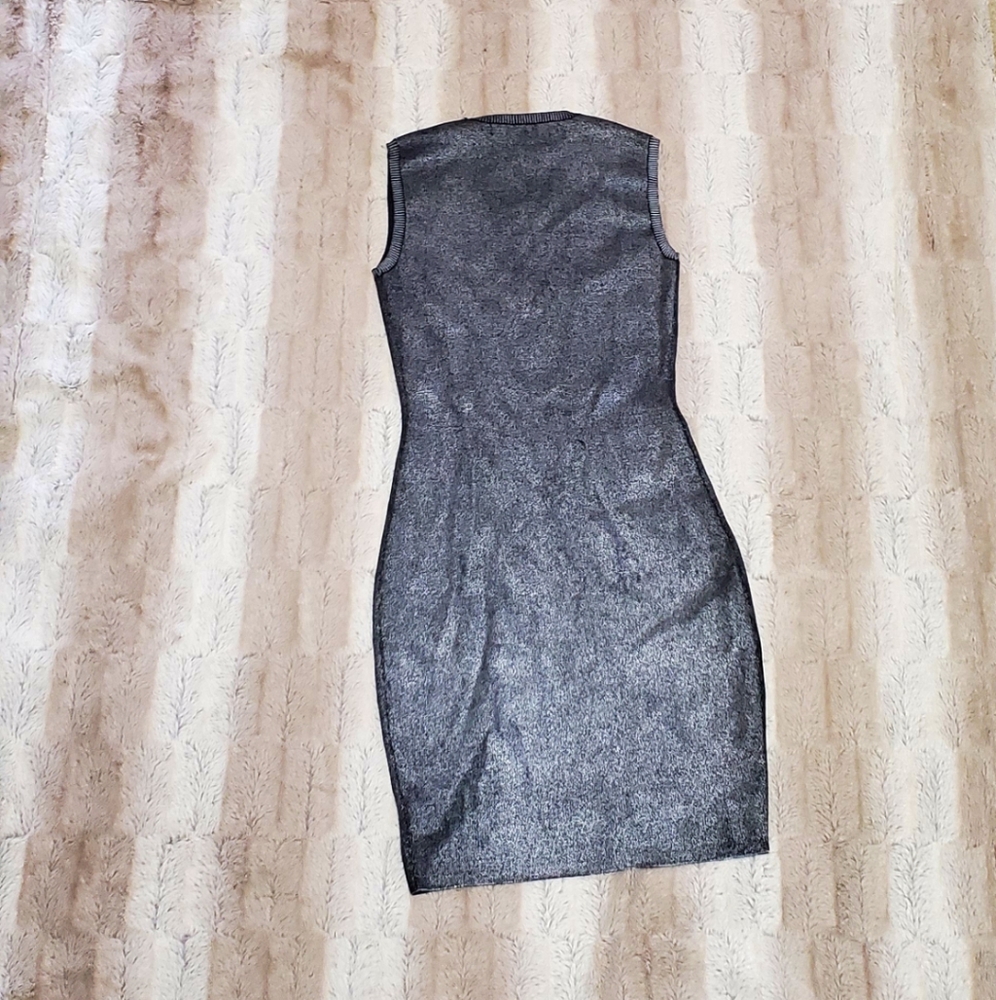 RACHEL RACHEL ROY GREY BLACK ROUND NECK METALLIC DRESS..SIZE‎ S - Picture 3 of 8